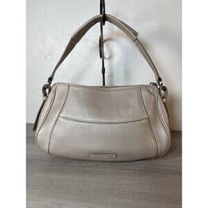 Cole Haan Pebbled Leather Beige Hobo Bag Purse Nickel Hardware Handbag